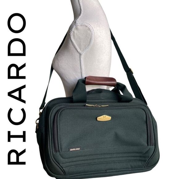 RICARDO BEVERLY HILLS “Santa Cruz” green Travel Bag w/ Gold & Bronze accents - Picture 1 of 10